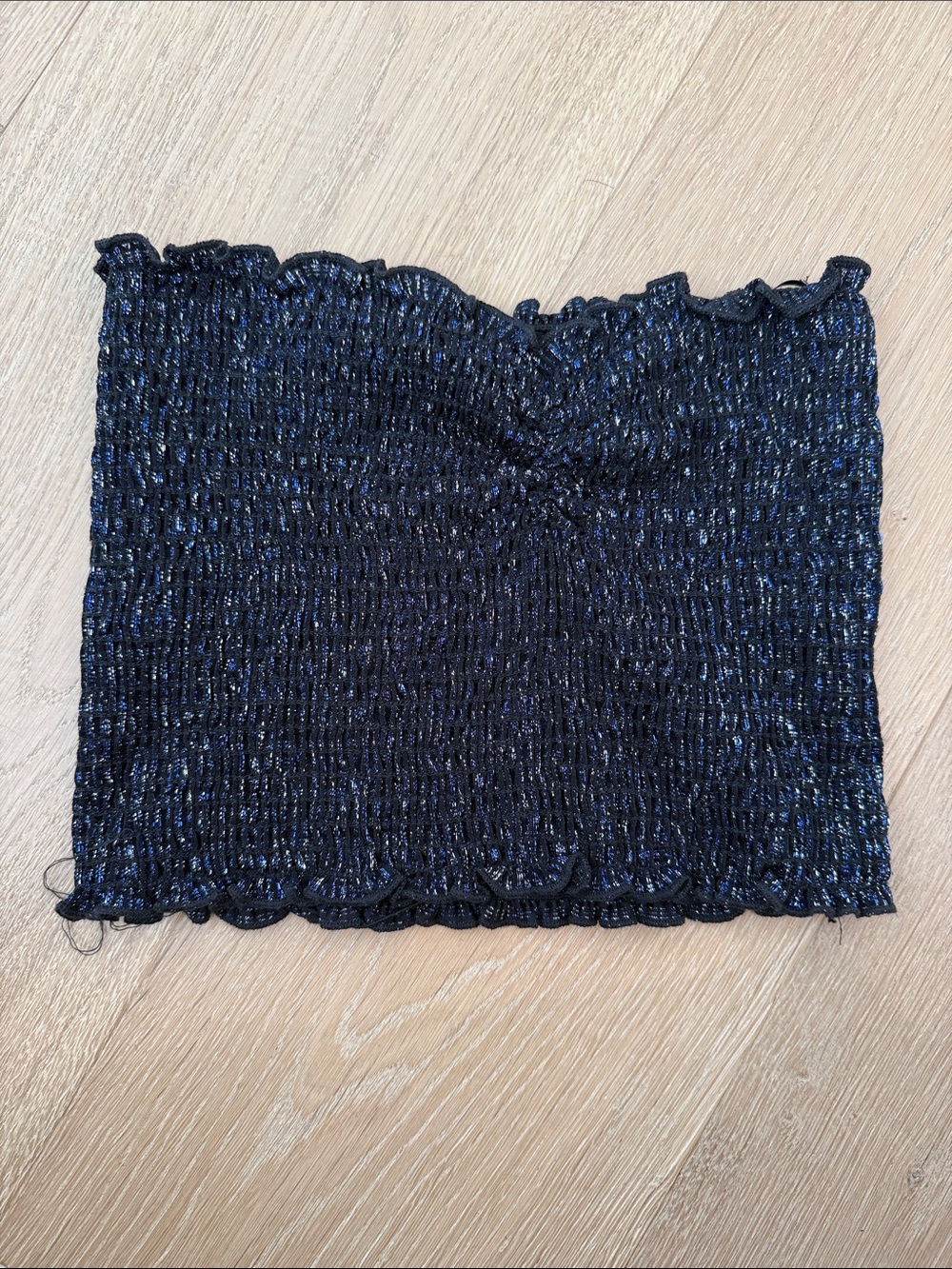 Urban Outfitters Black Shimmery Smocked Tube Crop Top
